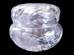 Antique Cut Crystal Daisy Powder Jar Box Victorian Edwardian Art Deco Vanity Jar EAPG American Brilliant Trinket Box 1920s 1930s 1910s