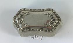 Antique Cut Crystal Glass Pin Box With Silver Lid. Hallmarked Chester 1906