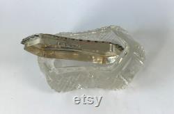 Antique Cut Crystal Glass Pin Box With Silver Lid. Hallmarked Chester 1906