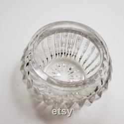 Antique Cut Crystal Jar With Decorative Floral Design Sterling Silver Lid
