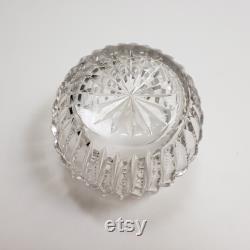 Antique Cut Crystal Jar With Decorative Floral Design Sterling Silver Lid