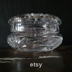 Antique Cut Crystal Powder Jar, Trinket Dish, Covered Stash Jar, Dresser Box