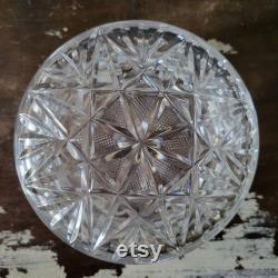 Antique Cut Crystal Powder Jar, Trinket Dish, Covered Stash Jar, Dresser Box