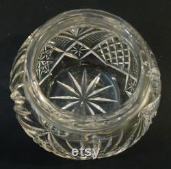 Antique Cut Glass Powder Jar with Sterling Lid and Monogram, Vanity Dresser Jar Dressing Table Jar Vanity Decor, Monogrammed Powder Jar