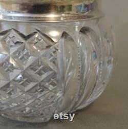 Antique Cut Glass Powder Jar with Sterling Silver Lid, Art Nouveau Vanity Jar, Dressing Table Jar, Vanity Decor, Powder Jar