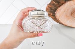 Antique Cut Glass with Sterling Silver Lid Dresser Jar with monogram from original owner