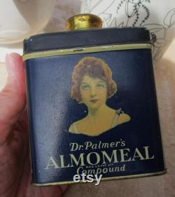 Antique Deco Era Advertising Powder Tin Dr Palmers Almomeal Compound circa 1900-20s