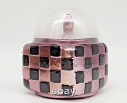 Antique Deco Germany blown glass powder box withPuff and Cover 4''H
