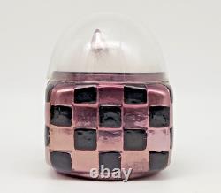 Antique Deco Germany blown glass powder box withPuff and Cover 4''H