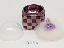 Antique Deco Germany blown glass powder box withPuff and Cover 4''H