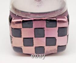 Antique Deco Germany blown glass powder box withPuff and Cover 4''H