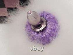 Antique Deco Germany blown glass powder box withPuff and Cover 4''H