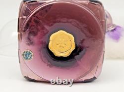 Antique Deco Germany blown glass powder box withPuff and Cover 4''H