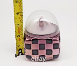 Antique Deco Germany blown glass powder box withPuff and Cover 4''H