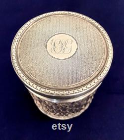 Antique Deluxe English Carved Crystal and Sterling Silver Cosmetic Storage Jar- 1916