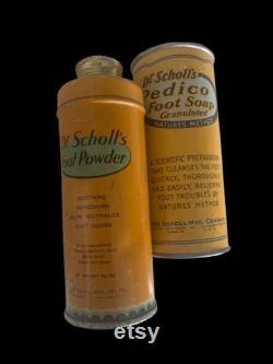 Antique Dr. Scholl's Soap Powder Tin Canister 1915 and 1939 Home Collectible Hygiene Memorabilia