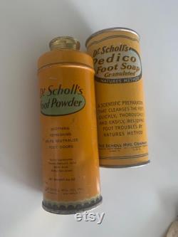 Antique Dr. Scholl's Soap Powder Tin Canister 1915 and 1939 Home Collectible Hygiene Memorabilia