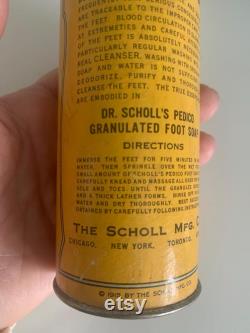 Antique Dr. Scholl's Soap Powder Tin Canister 1915 and 1939 Home Collectible Hygiene Memorabilia