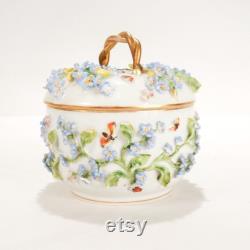 Antique Dresden-German Porcelain Flower Encrusted Box by Potschappel