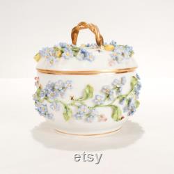 Antique Dresden-German Porcelain Flower Encrusted Box by Potschappel