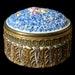 Antique Dresden Germany Porcelain Floral Encrusted Trinket Box Powder Box In Cased With Brass