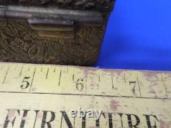 Antique E & JB Empire Art Gold Jeweled Ornate Brass Powder Trinket Vanity Box