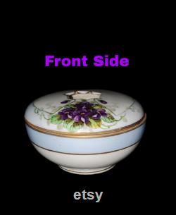 Antique E W Donath Studio Bavaria Hand painted Violets Hair Receiver