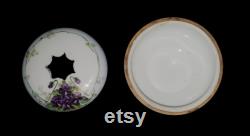 Antique E W Donath Studio Bavaria Hand painted Violets Hair Receiver