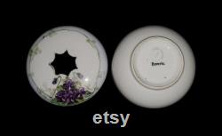 Antique E W Donath Studio Bavaria Hand painted Violets Hair Receiver