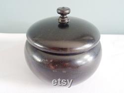 Antique Ebony Lidded Pot Victorian Edwardian Dressing Table Dresser Treen Black Wood Edwardian