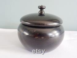 Antique Ebony Lidded Pot Victorian Edwardian Dressing Table Dresser Treen Black Wood Edwardian