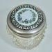 Antique Edwardian Sterling Enamel Pansy Floral Glass Powder Jar Vintage Art Nouveau