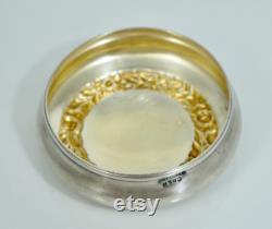 Antique Edwardian Sterling Enamel Pansy Floral Glass Powder Jar Vintage Art Nouveau