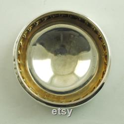 Antique Edwardian Sterling Silver Lidded Cut Crystal Dresser Powder Jar Circa 1908 by William James Myatt and Co, Daisy and Button Motif