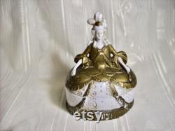 Antique Elegant Figural Royal Court Lady PORCELAIN POWDER Trinket BOX