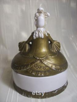 Antique Elegant Figural Royal Court Lady PORCELAIN POWDER Trinket BOX