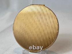 Antique Elgin American Compact Guilloché & Enamel Flower Mirrored Powder Box