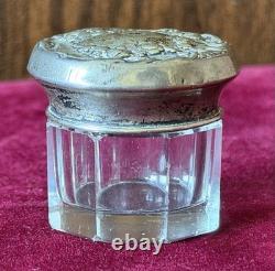 Antique F&B 925 Sterling & Glass Trinket Box Jar & Large Sterling/Fine Powder