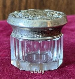 Antique F&B 925 Sterling & Glass Trinket Box Jar & Large Sterling/Fine Powder