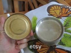 Antique Footed Powder Music Box Aluminum Metal Trinket Vanity Victorian Top Works.