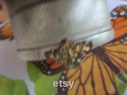 Antique Footed Powder Music Box Aluminum Metal Trinket Vanity Victorian Top Works.