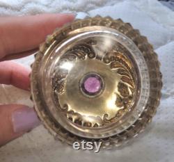 Antique Foster and Bailey Sterling Silver Repousse Filigree Crystal Powder Jar