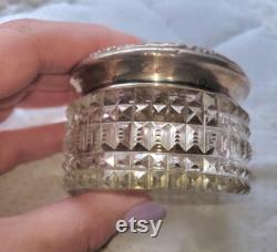 Antique Foster and Bailey Sterling Silver Repousse Filigree Crystal Powder Jar