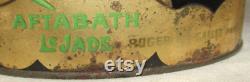 Antique French Aftabath Body Powder Tin, Le Jade Green Parrots, Roger et Gallet, Paris