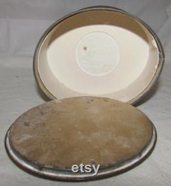 Antique French Aftabath Body Powder Tin, Le Jade Green Parrots, Roger et Gallet, Paris