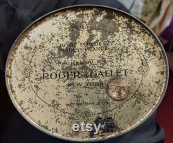 Antique French Aftabath Body Powder Tin, Le Jade Green Parrots, Roger et Gallet, Paris