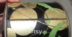 Antique French Aftabath Body Powder Tin, Le Jade Green Parrots, Roger et Gallet, Paris