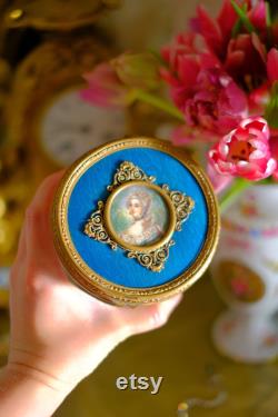 Antique French Bronze Powder Jar Miniature Portrait
