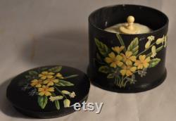 Antique French Chinoiserie Powder Box and Swan Down Powder Puff