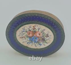 Antique French Enameled Powder Box With Mirror